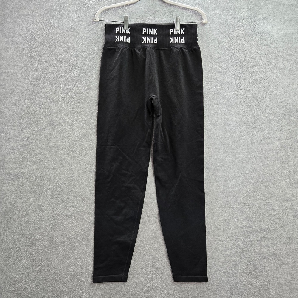PINK Women Activewear Pants L Black Active Legging Logo High Rise 26" Inseam